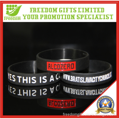 Debossed with Ink Filled Silicone Wristband